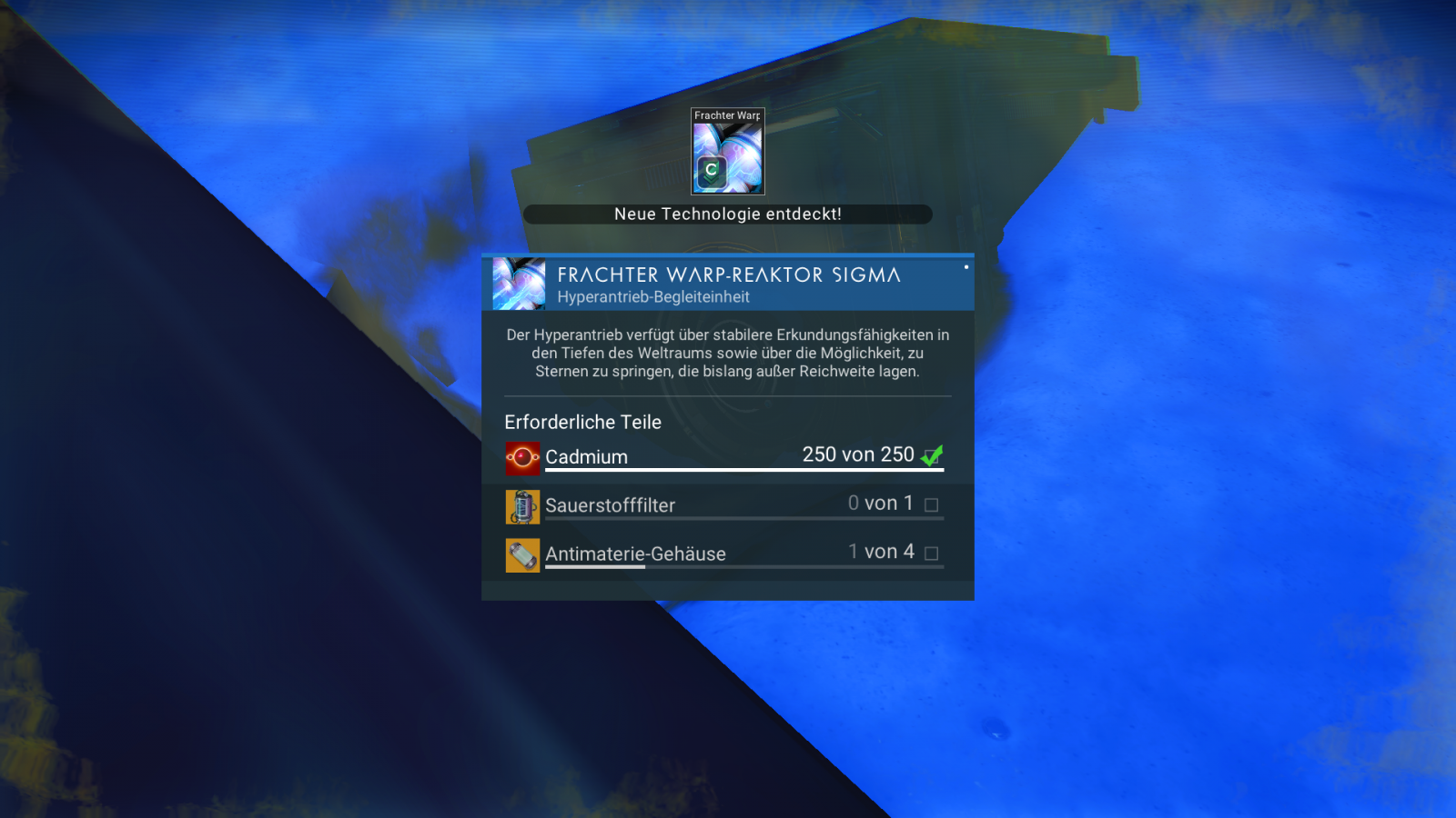 Freighter Warp Reactor / Hyperdrive Upgrade recipes (NEXT)