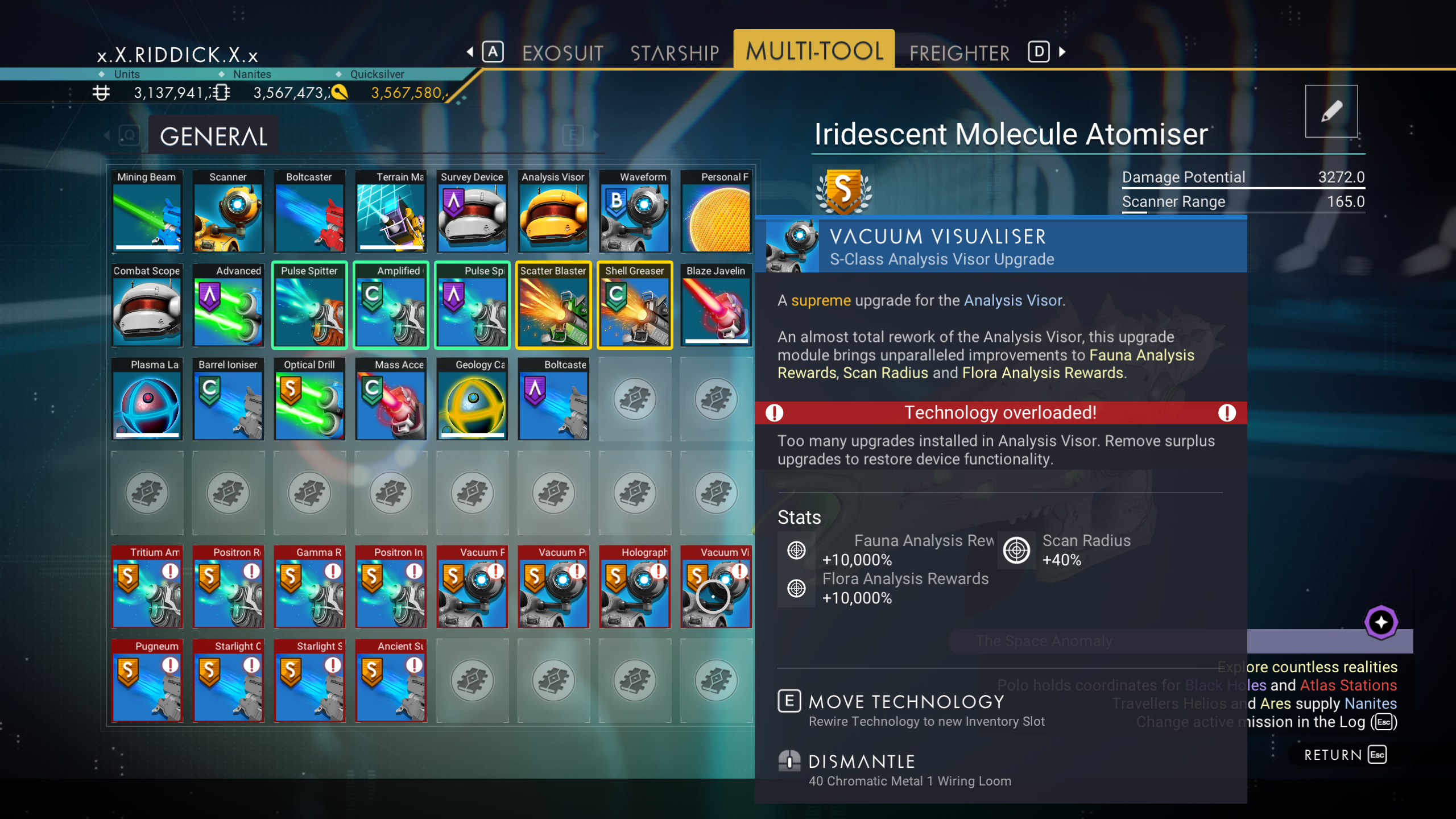 Max Number of Stats and Value on all Technology Upgrades