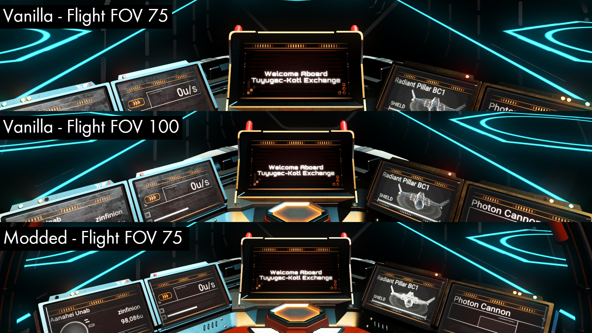 Ship Cockpit Increased FOV Minimum (Landed and Slow Flight Zoomed FOV Fix)