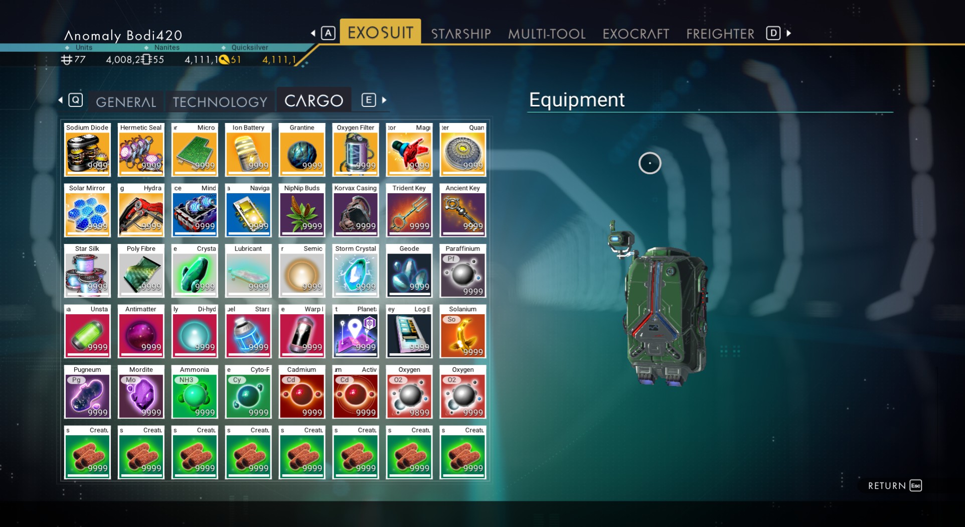 All Products 9999 max and Suit Tech Expandable to 48 Slots