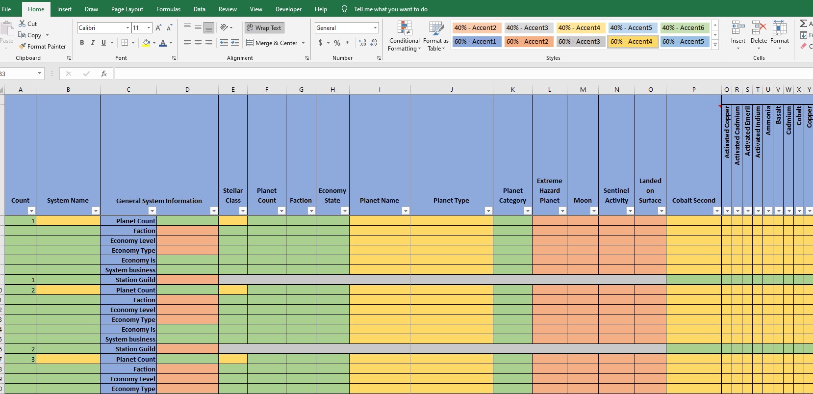 NMS Information Tracking Spreadsheet