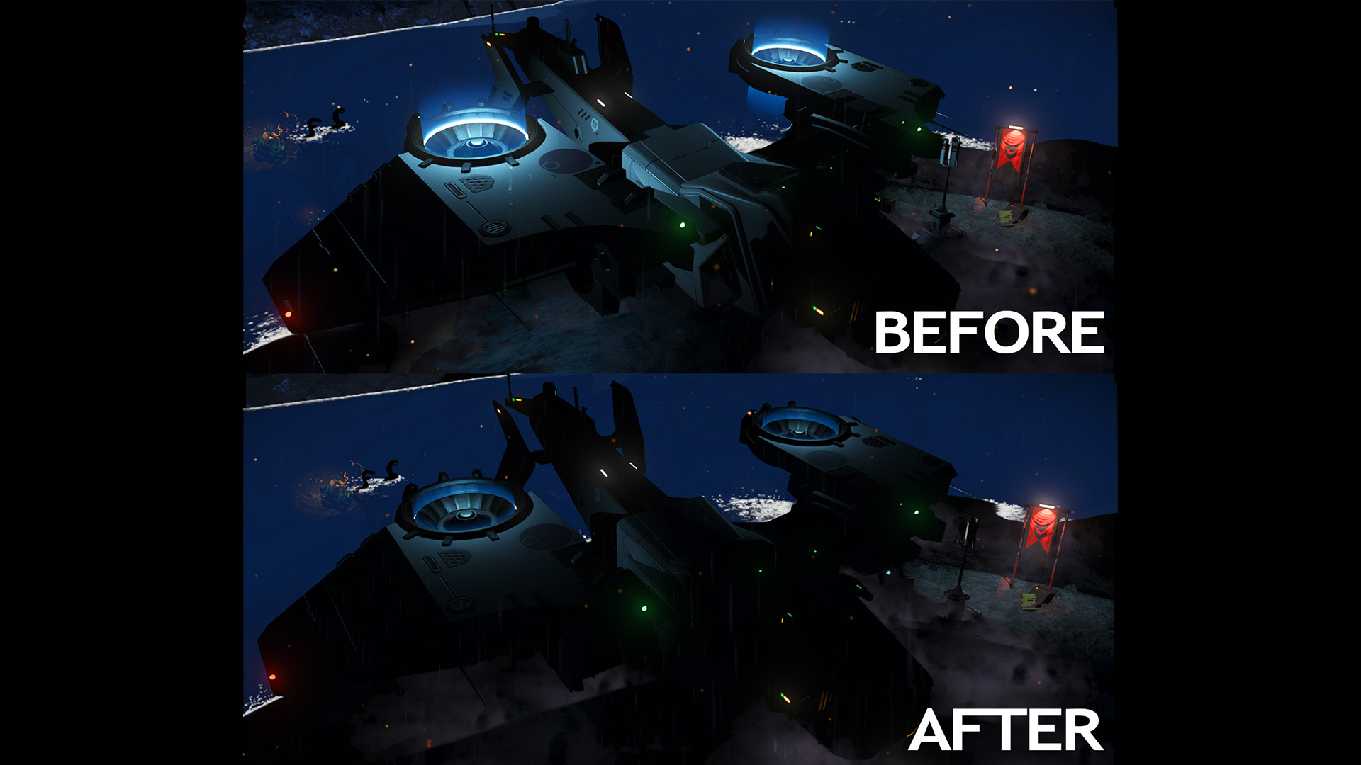 Dropship Fan-wing Light Dimmed