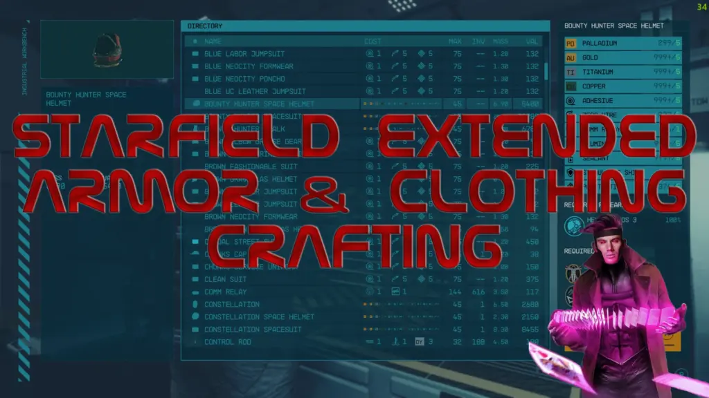 Starfield Extended - Armor and Clothing Crafting V1.11