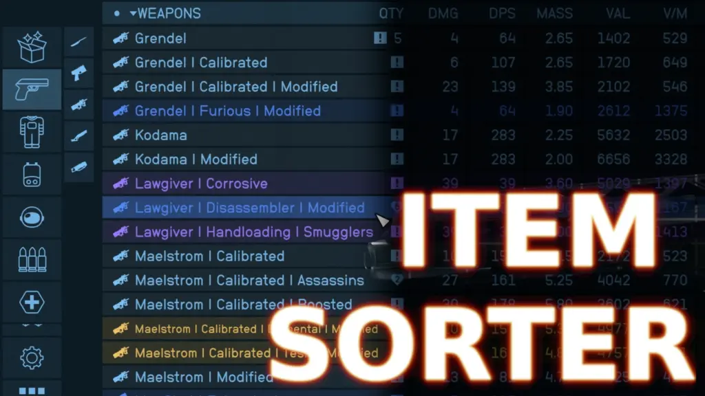 Item Sorter - Better Weapon and Armor Names - Improved Naming Scheme V1.0