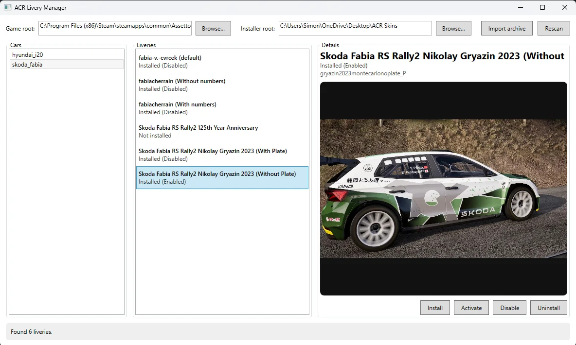 Assetto Corsa Rally Livery Manager