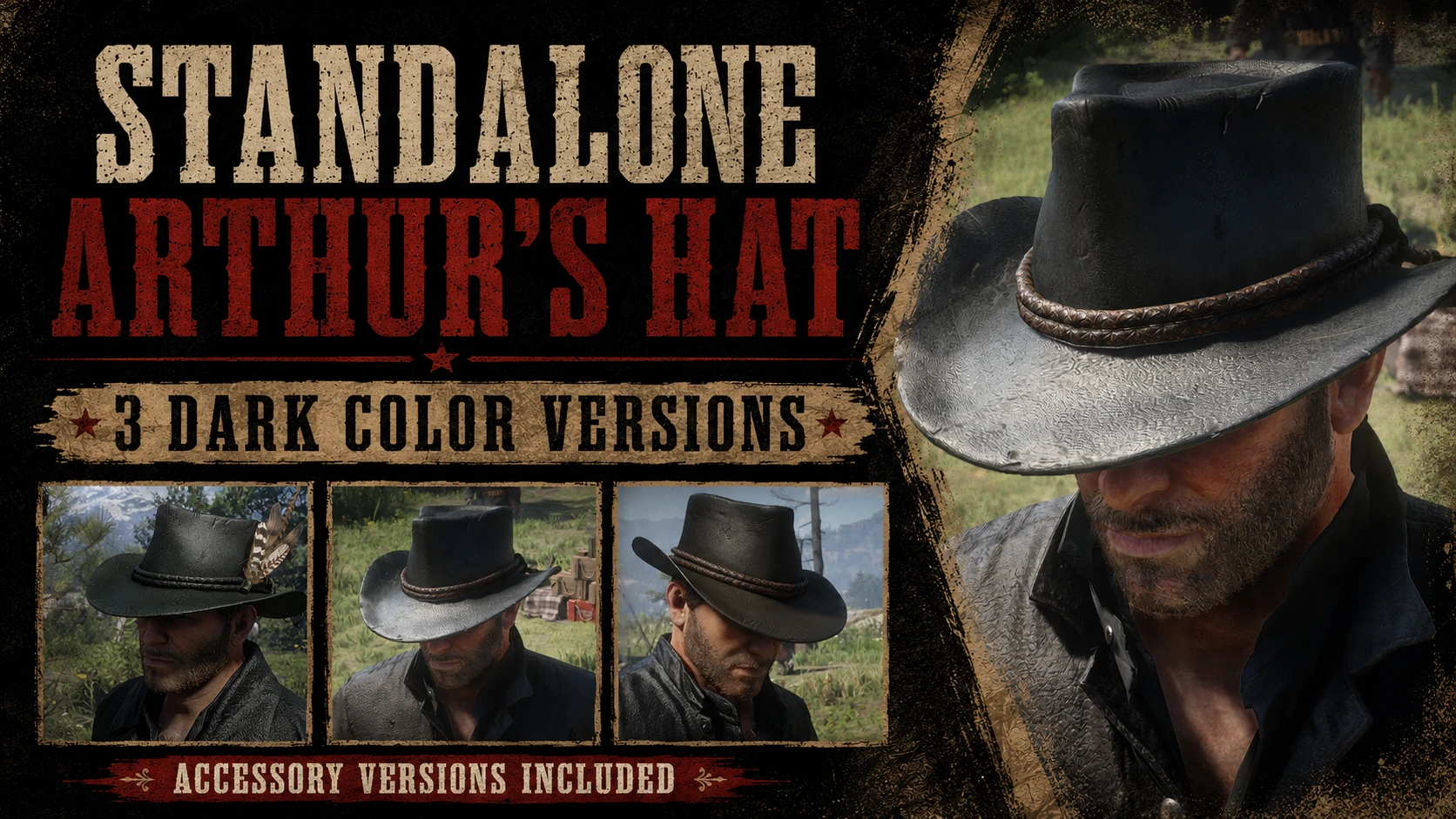 Arthur Hat Black and Dark Brown Retextures - Plus Trapper Variants