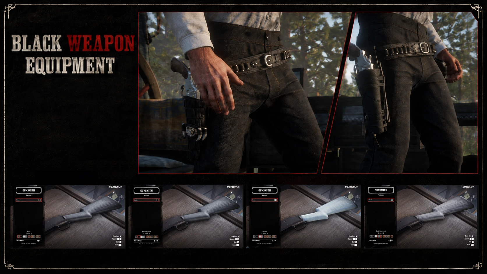 Standalone Weapon Equipment - Black Silver or Gold